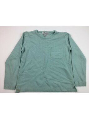 Real Comfort Women's Teal Sweater Size M Breast Pocket Ribbed Cuffs Hem Collar